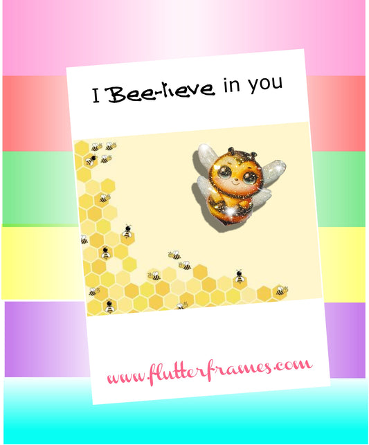Bee  Pin Badge. Pocket hug. I believe in you. Positivity card. Bumble bee gift