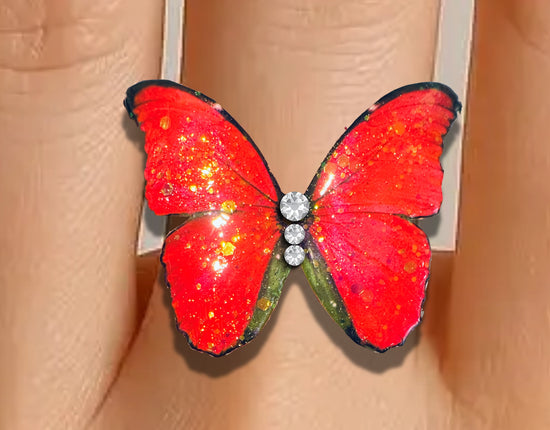 red butterfly ring unique