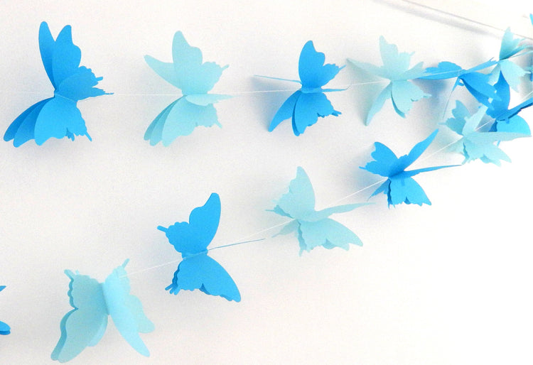 large butterfly garland in blue