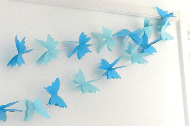Large Butterfly Garland, blue or red birthday Garland,Bridal Shower Garland, Butterfly Wall Decor, 80's Party Decor