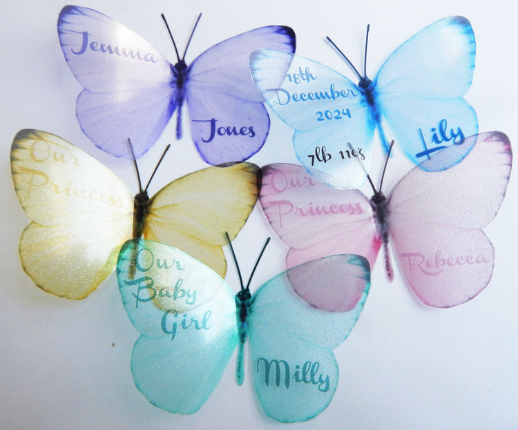 Personalised name pastel Butterflies,Christening gift,nursery decor,children's room wall art stickers,personalised baby name decorations,girl