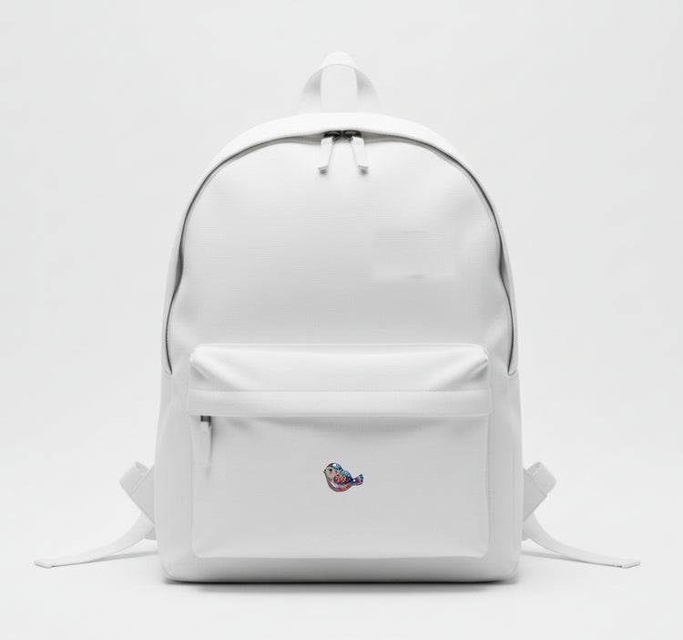 Folk art style  bird enamel pin. Handmade beautiful bird pin made from recycled tin cans