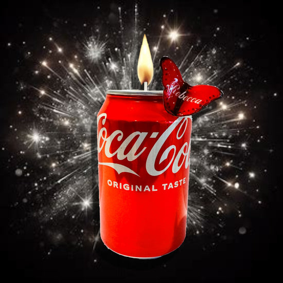 Coke Cola tin candle made from tin cans

