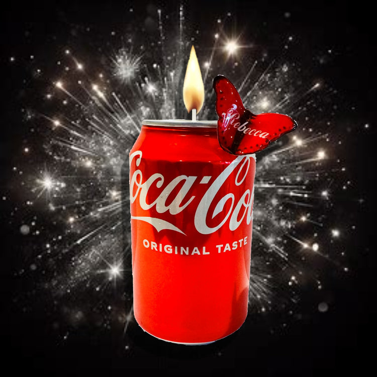 Coke Cola tin candle made from tin cans

