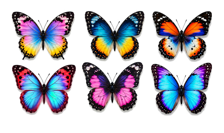 Set of Colourful butterflies . Handcrafted