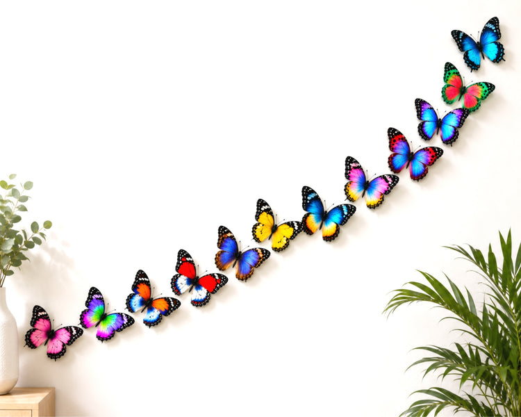 set of 12 bright butterfly decor, handmade by flutterframes