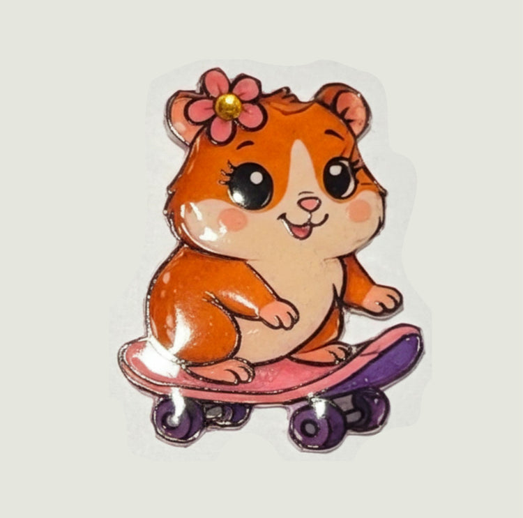 hamster pins  with skateboard