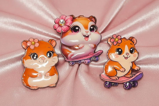hamster pins cute with skateboard