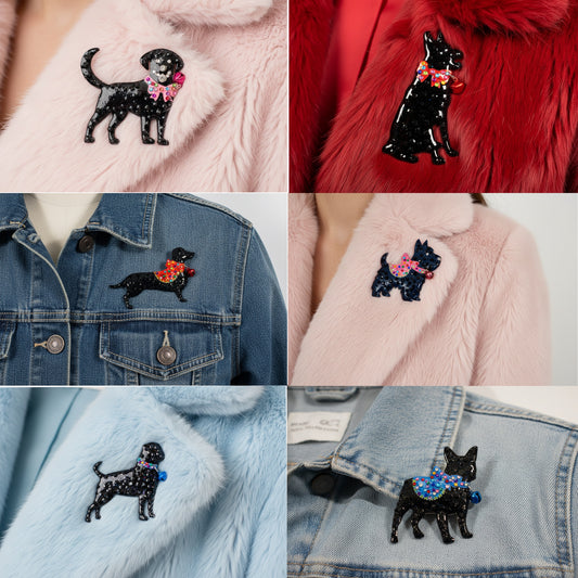 Dog brooch – Sausage dog, Labrador, Golden Retriever, Alsatian, Boxer, Scottie, Pug dog. Handmade pretty dog brooch