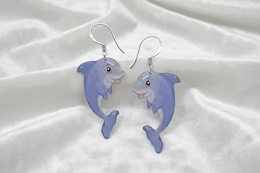 handmade dolphin drop earrings