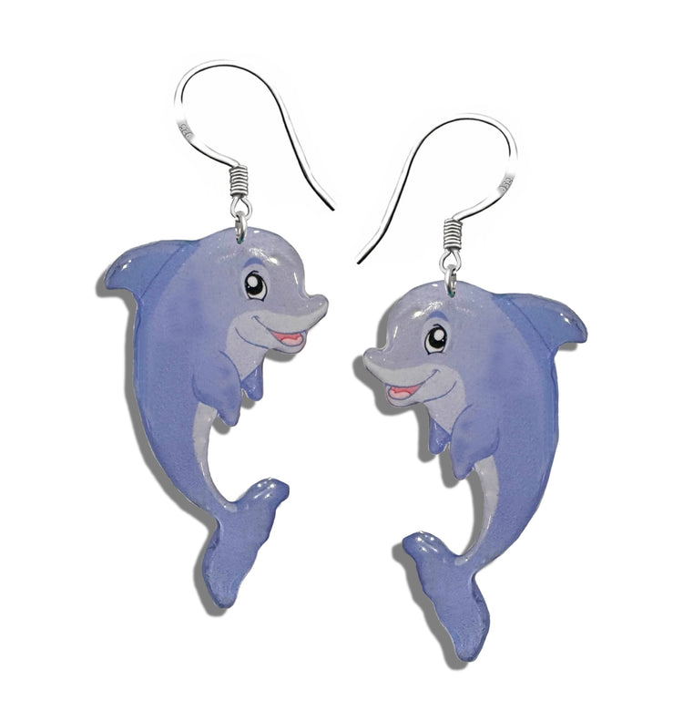 Dolphin earrings.  Pretty, cute, handmade Dolphin jewellery