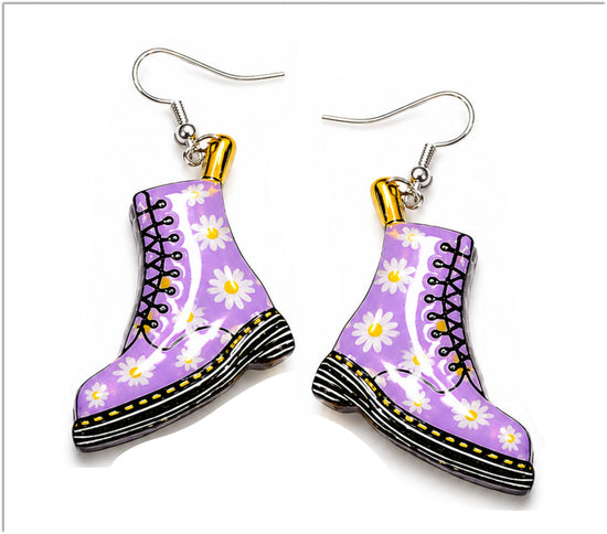 lilac Dr. Martens Style Boot Earrings 