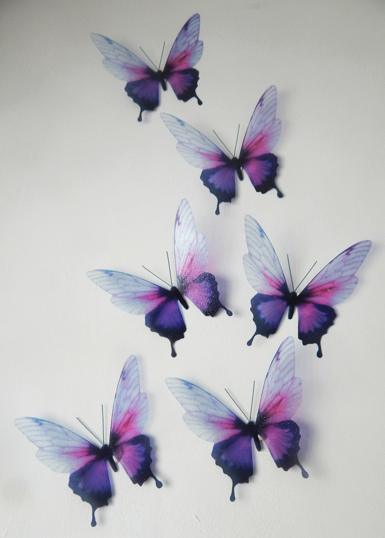 nursery glittery sparkle  purple and pink butterflies