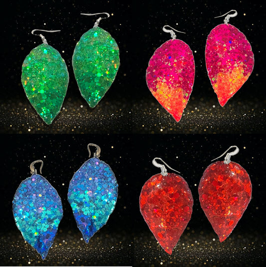 red, turquoise, pink and green chunky statement earrings 