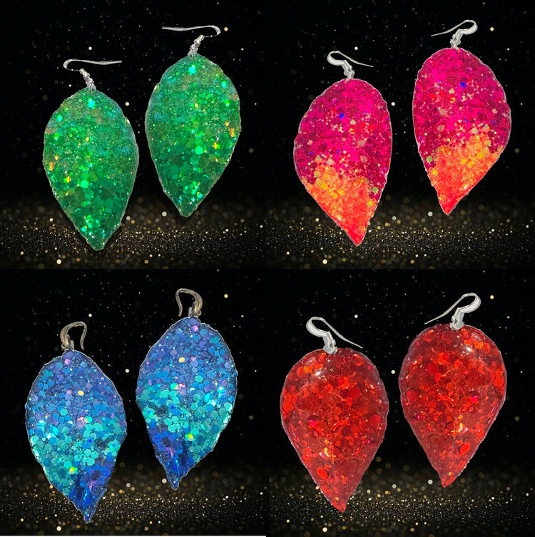 red, turquoise, pink and green chunky statement earrings 