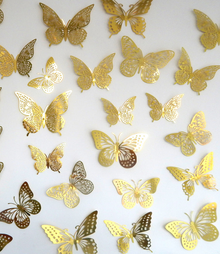 gold metallic butterfly 3d stickers