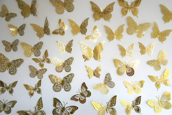 Gold metallic butterflies