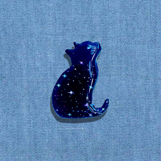 Black cat enamel pin