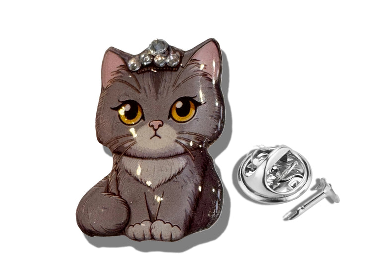 grey princess cat pin 