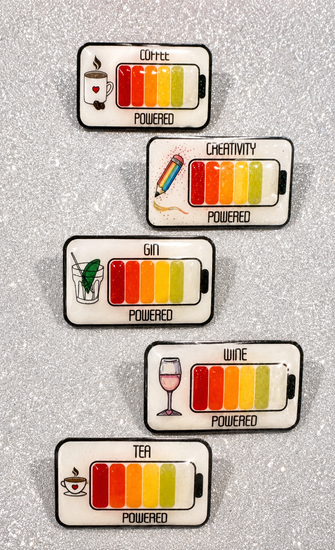 handmade Coffee, tea, gin, wine, creativity powered pin