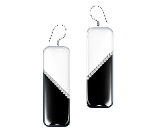 handcrafted black and white earrings
