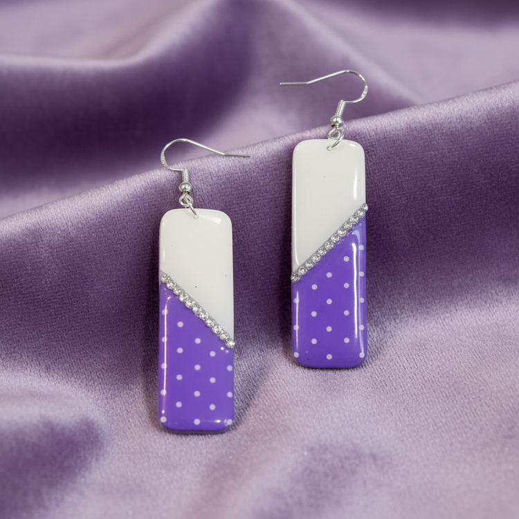 purple polka dot earrings
