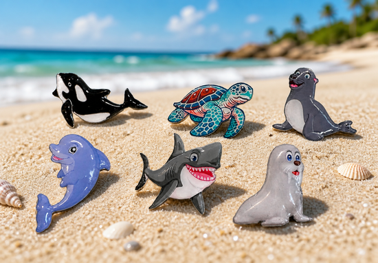 handmade sea creature pins