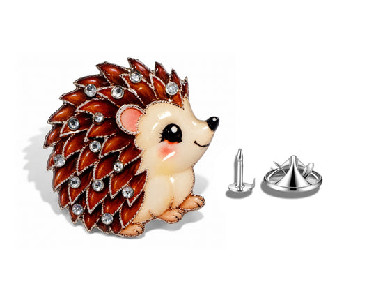 Cute Hedgehog pin - Handmade from recycled tin cans -  woodland charm - Nature