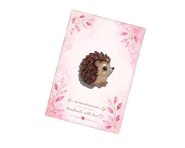 Cute Hedgehog pin - Handmade by Flutterframes