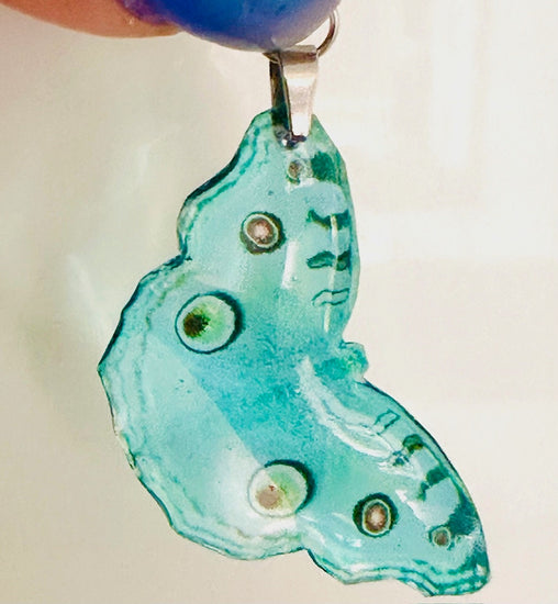 Turquoise resin butterfly earrings  unique for you mum mother daughter