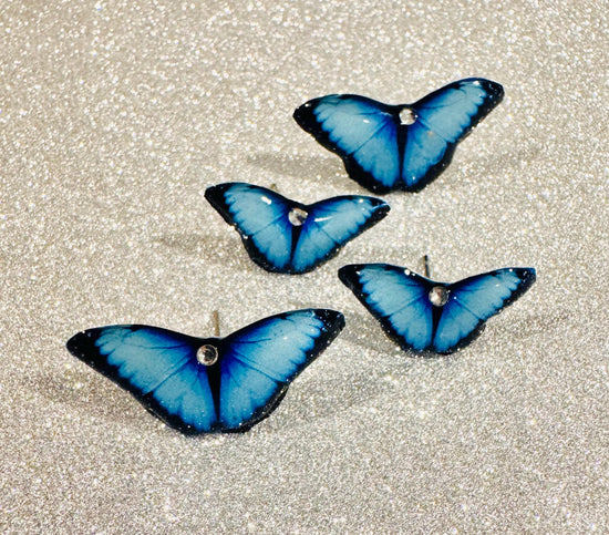 Blue Butterfly Stud Earrings