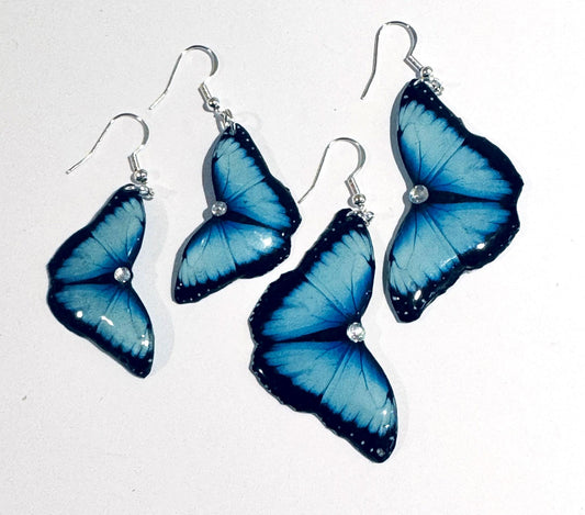 Blue Morpho butterfly earrings.Blue Butterfly Earrings.Nature gift. Recycled tin can Earrings,Tin anniversary gift,Unique.Thinking of you