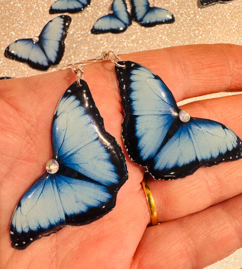 Blue Morpho butterfly earrings.Blue Butterfly Earrings