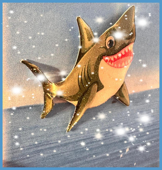 Shark unique recycled tin pins