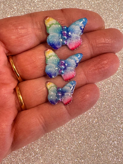 Very pretty, glittery colourful butterfly stud earrings