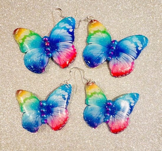 Butterfly drop Earrings. Handmade. 