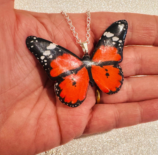 Lesser Wanderer red butterfly necklace