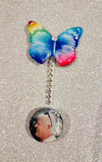  photo pin-brooch-dangle-lapel.Handmade from tin cans
