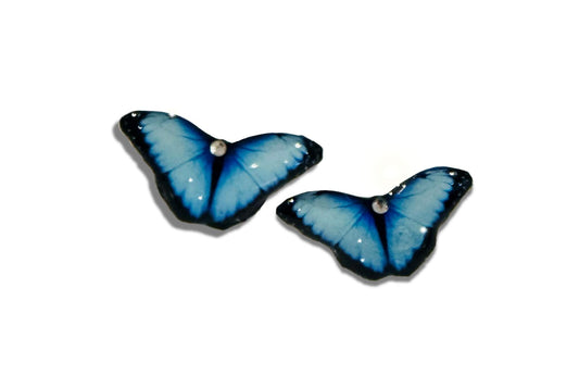 Blue Butterfly Stud Earrings,Blue Morpho butterfly earrings.Nature-Inspired Jewellery. Recycled tin can Earrings,Tin anniversary gift,Unique