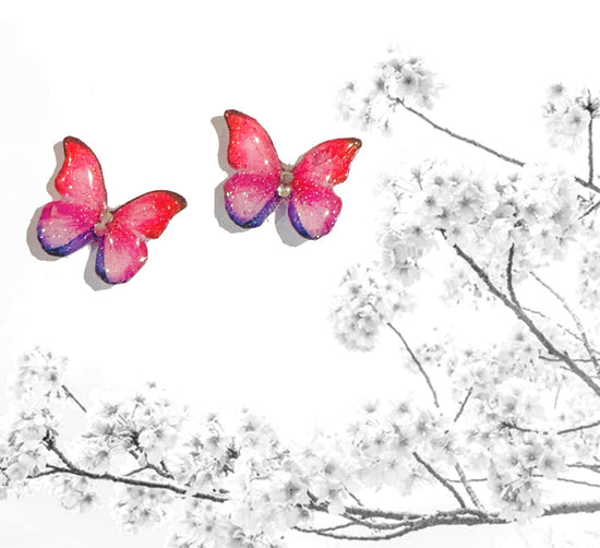  Butterfly studs. From recycled tin cans. Unique stud earrings