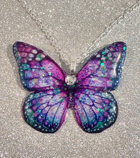 purple butterfly tin_recycled_pendant