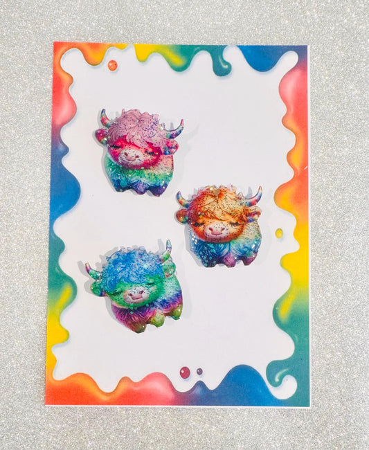 set of 3 Highland cows magnets