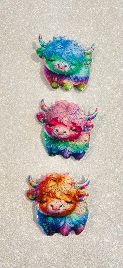 set of 3 cute Highland cows magnets