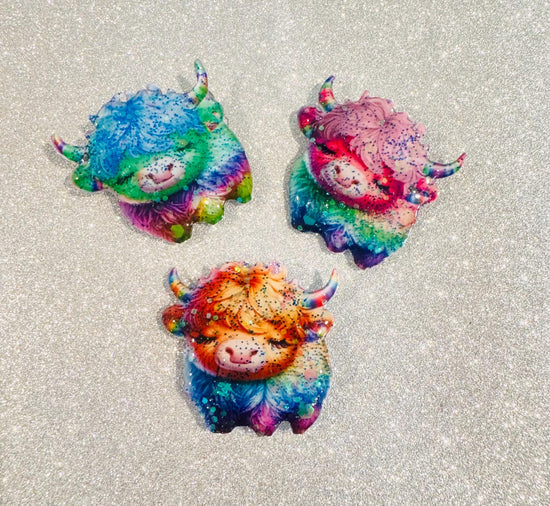 Colourful Highland cows fridge magnets