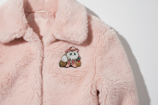 cute white cat brooch, cowboy