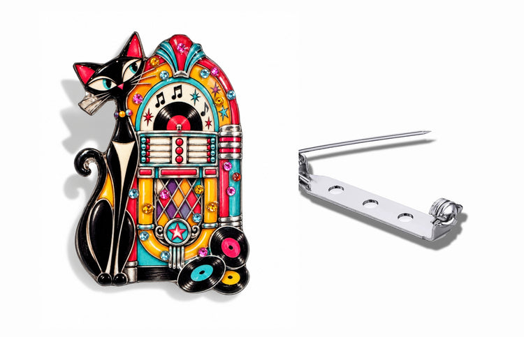 1950's retro Jukebox brooch.  Rock n Roll Jukebox Pin badge. handmade
