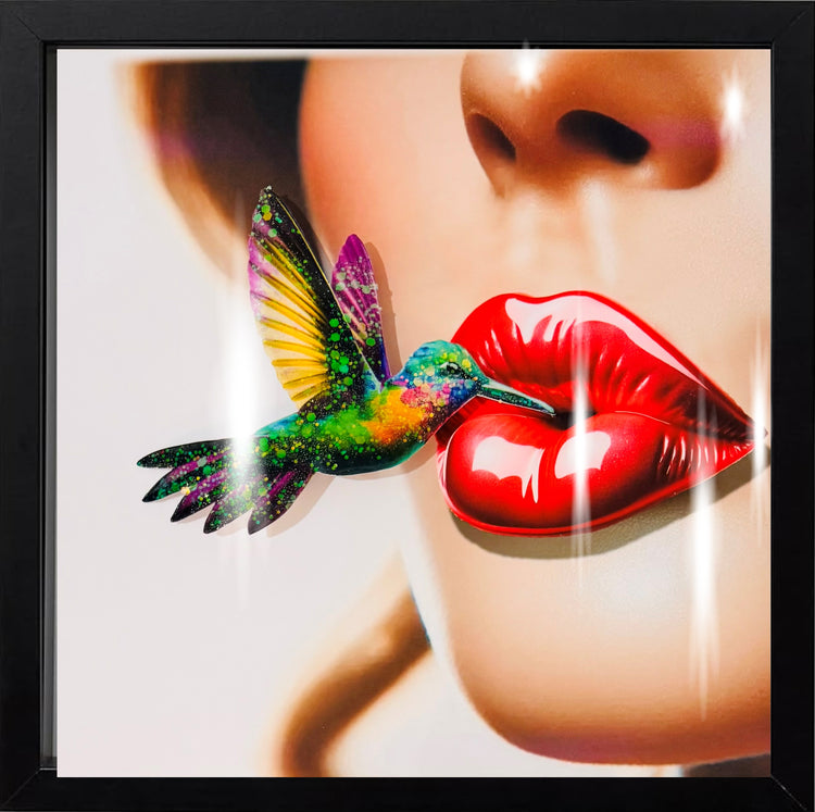 *The Kiss of the Kingfisher*.3d  Kingfisher modern colourful glitzy 3d picture
