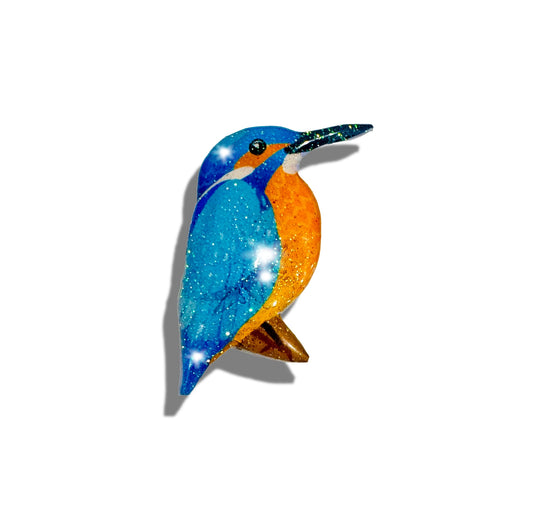 Blue  Kingfisher handmade pin
