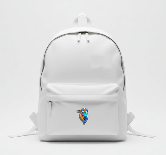 pretty blue Kingfisher enamel pin made from recycled tin cans