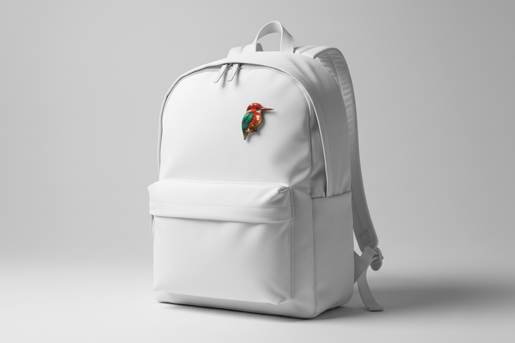 handmade Kingfisher Bird enamel pin, pretty orange/pink Kingfisher